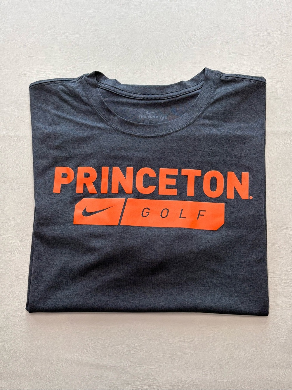 Nike Dri-Fit Grey Long-Sleeve T-Shirt with Bright Orange Princeton Golf Logo - Picture 2 of 10